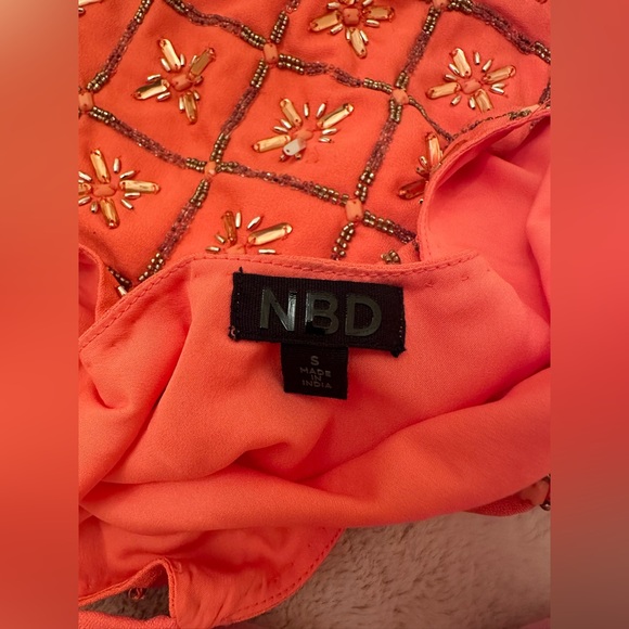 NBD Revolve Hypnotize Me Micro Mini Coral Beaded Dress NWOT Size Small - Picture 9 of 13